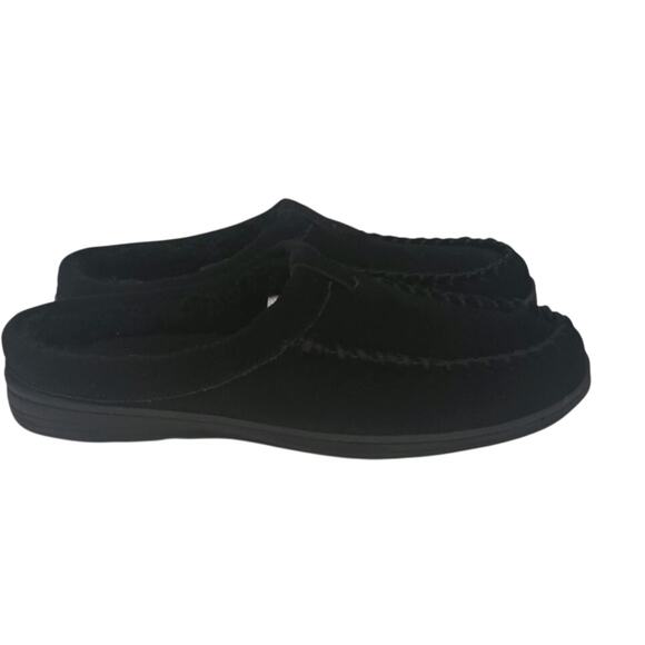 $Cozy Clarks black clog slippers mens suede braid edge Fuzzy lined. Men's sz 10 - Picture 2 of 8